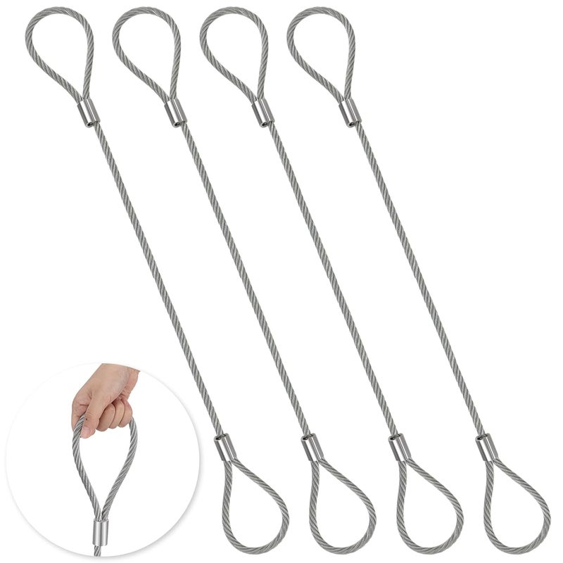 Pelopy 4 Pack Wire Rope & Sling 3/8" x 6' Eye and Eye Wire Rope Choker Sling Mechanically Spliced Rigging Lifting Equipment for Industrial Rigging and Lifting, 4400 lb/ 2 t - Image 1